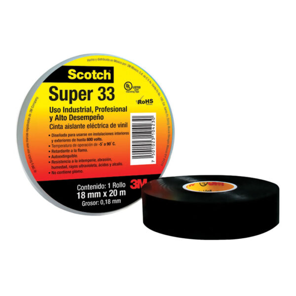 Cinta Aisl. Scotch Super 33+ Vinilo 3/4"X 20Mts Negro