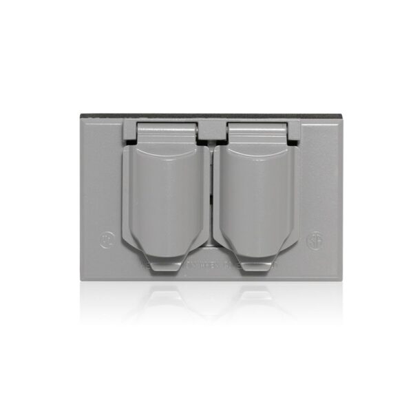 Placa hermética horizontal p/tomacorriente doble aluminio-zinc
