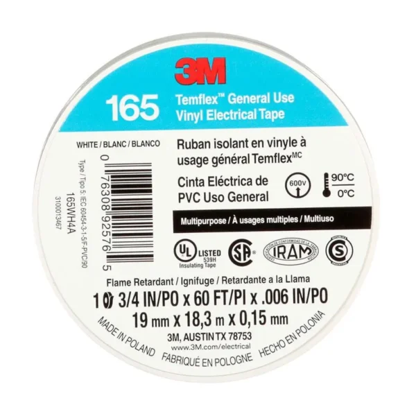 Cinta Aisl. Temflex 165 Vinilo 3/4"X 18Mts Blanco