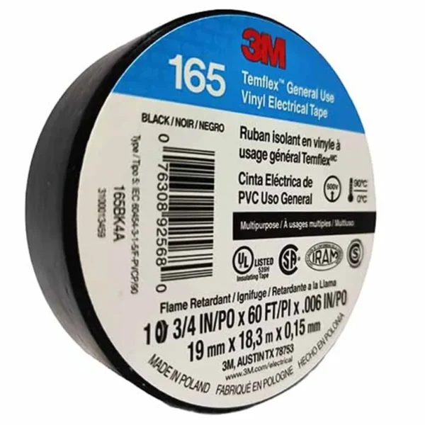 Cinta Aisl. Temflex 165 Vinilo 3/4"X 18Mts Negro
